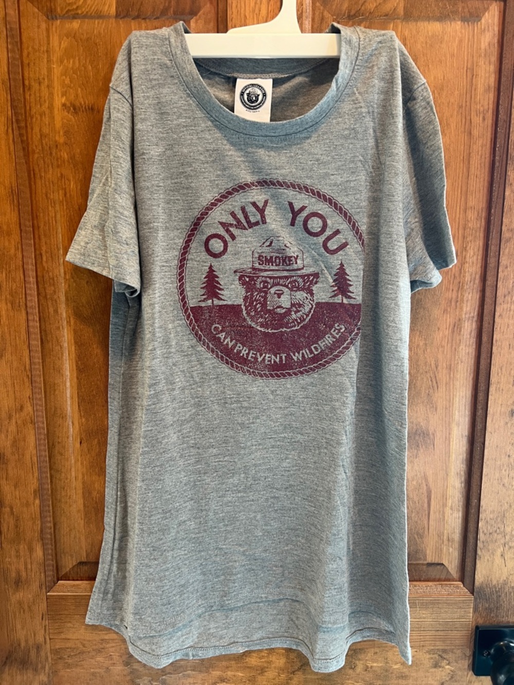Smokey Bear 'Only You' Graphic Tee - Gray with Maroon Print